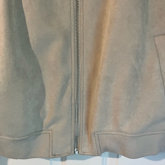 Men's Grey Faux Suede Bomber Jacket - Picture 4 of 6